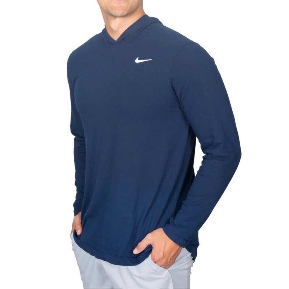 NWT NIKE Men’s Long Sleeve Navy Hooded Dri- Fit Tee Shirt - Size Small